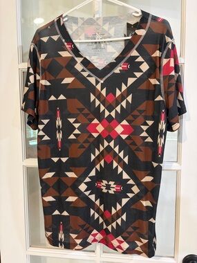 Crazy Train Maple Mae Top Boho Aztec Western LARGE NWT